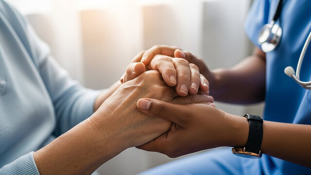 Compassionate Care - Doctor holding patient hands